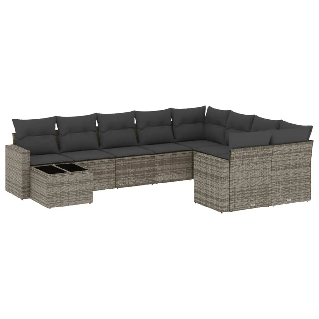 10-Piece Grey Outdoor Sectional Sofa Set