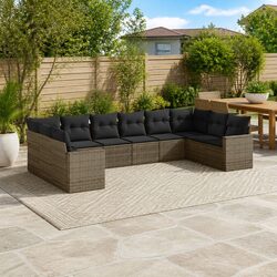 Premium 10 Piece Grey Poly Rattan Outdoor Sectional Sofa Set