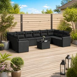 Patio Conversation Set 11 Piece Black Outdoor Garden Seating