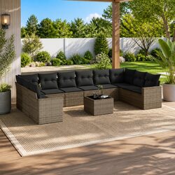 Premium 11 Piece Grey Rattan Outdoor Sofa Set