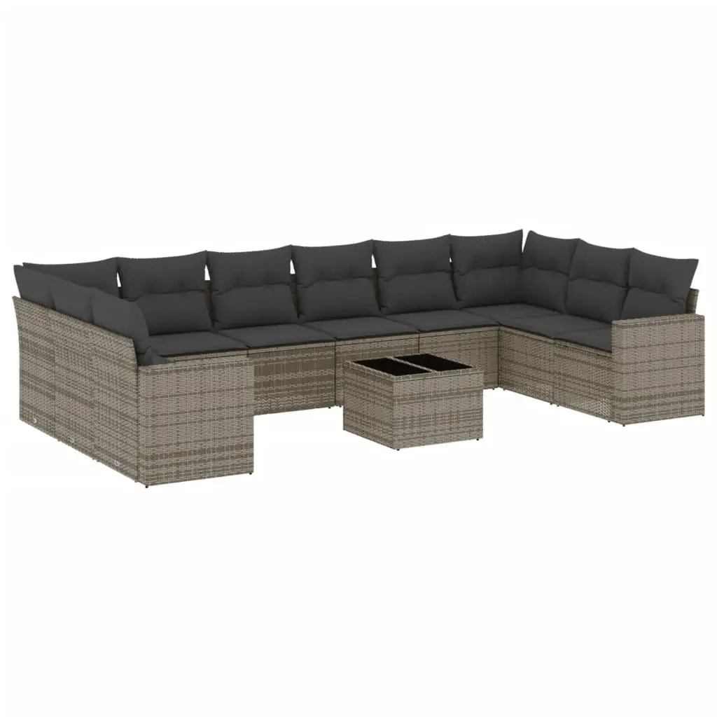 11 Piece Grey Rattan Outdoor Sofa Set