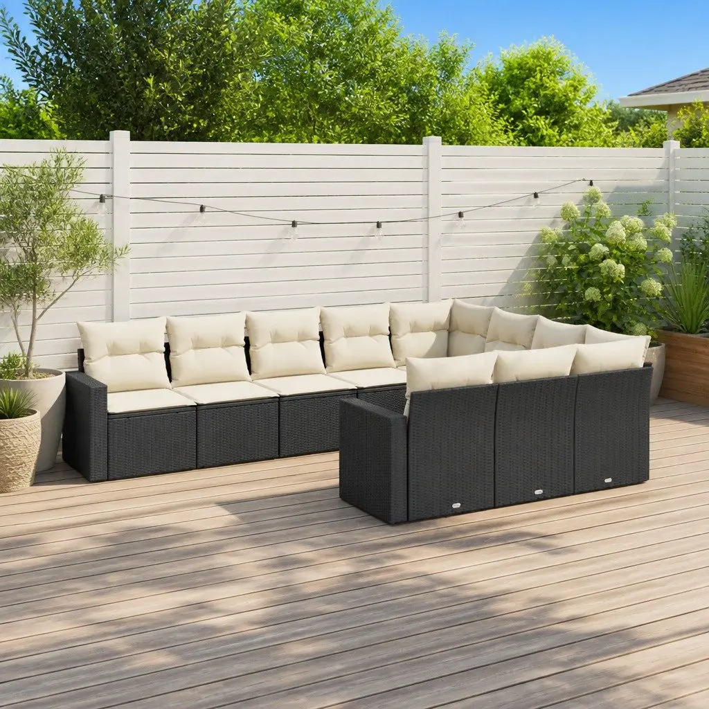 10-Piece Outdoor Sectional Sofa Set in Black
