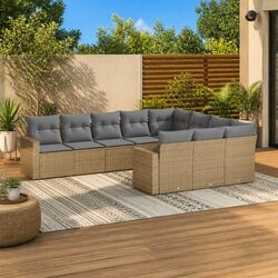 10-Piece Modular Outdoor Sectional Sofa Set in Beige