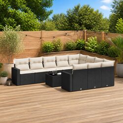 Premium Black 11-Piece Outdoor Sofa Set with Storage