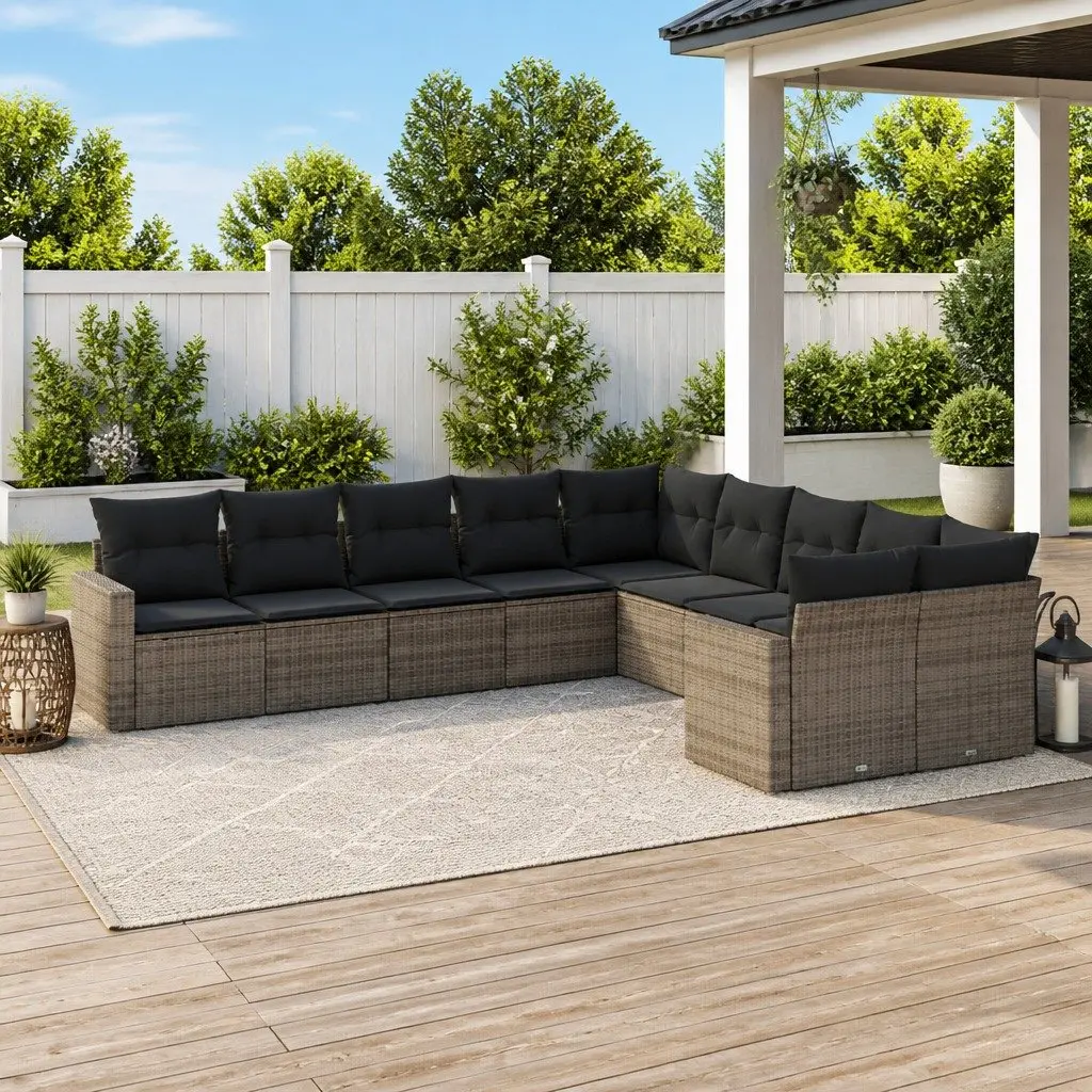 10-Piece Outdoor Sectional Sofa Set in Grey