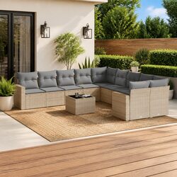 Beige 11 Piece Modular Garden Sofa Set for Outdoor Comfort