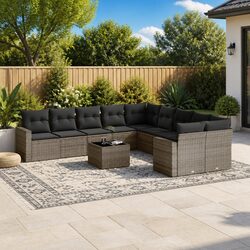 Premium 11-Piece Grey Outdoor Sectional Sofa Set