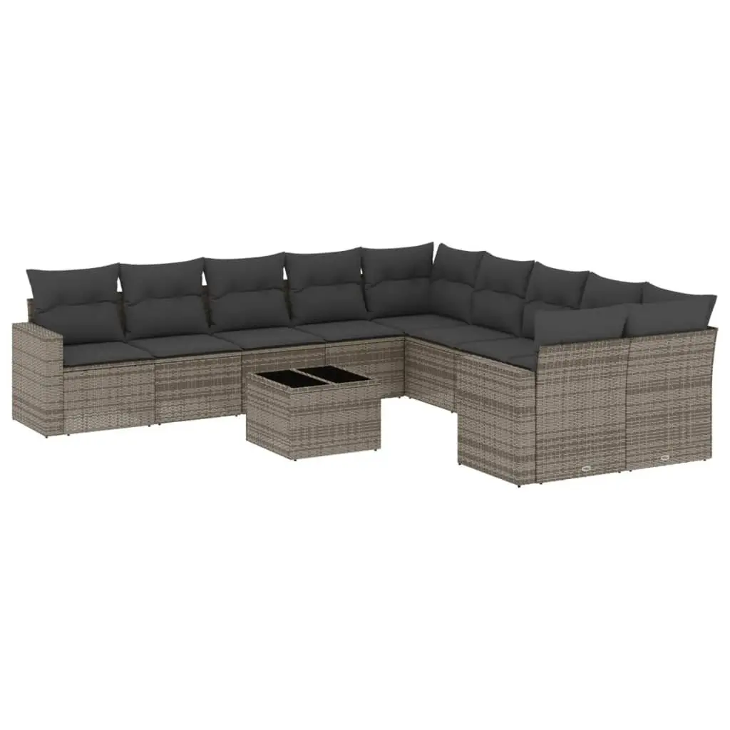 11-Piece Grey Outdoor Sectional Sofa Set