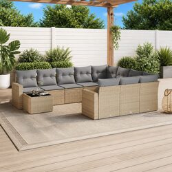 Sturdy 11-Piece Outdoor Sectional Sofa Set in Beige