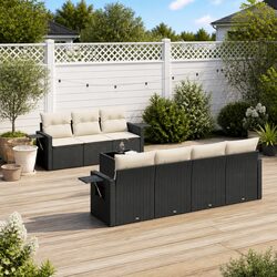Black Modular 8-Piece Garden Sofa Set for Outdoors