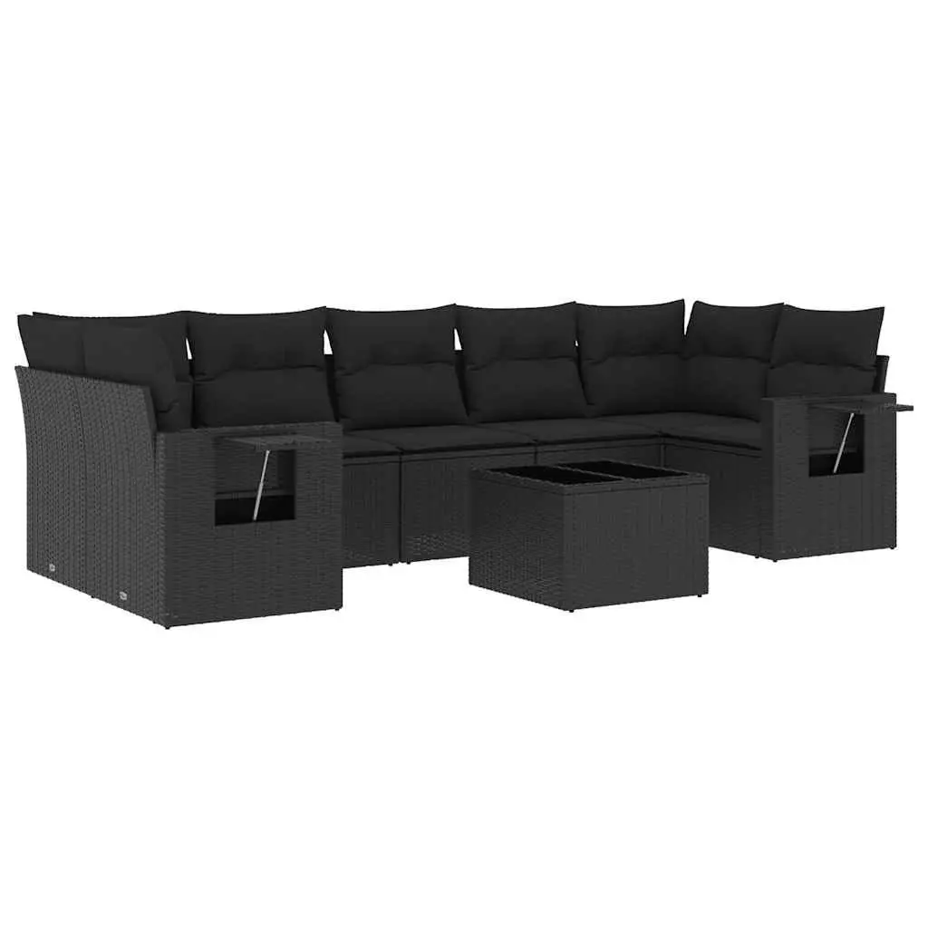 Garden Sofa Set PE Rattan 8 Piece Outdoor Furniture Patio Lounge Black