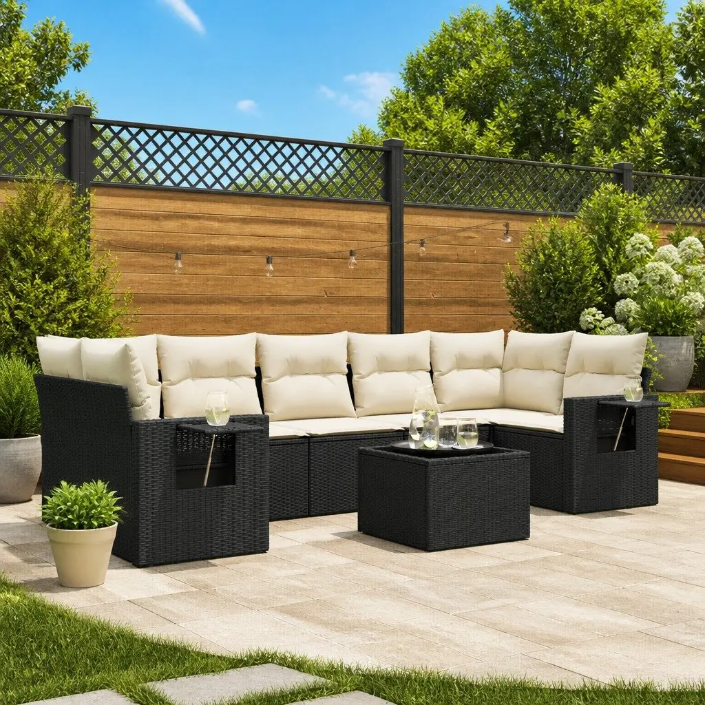 Modular 8-Piece Garden Sofa Set with Storage and Cushions