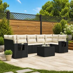 Modular 8-Piece Garden Sofa Set with Storage and Cushions