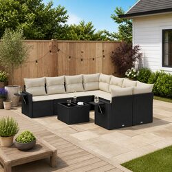 Premium 9 Piece Garden Sofa Set with Storage and Cushions
