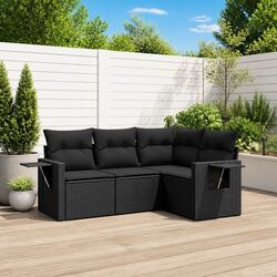 Premium 4 Piece Black Modular Garden Sofa Set