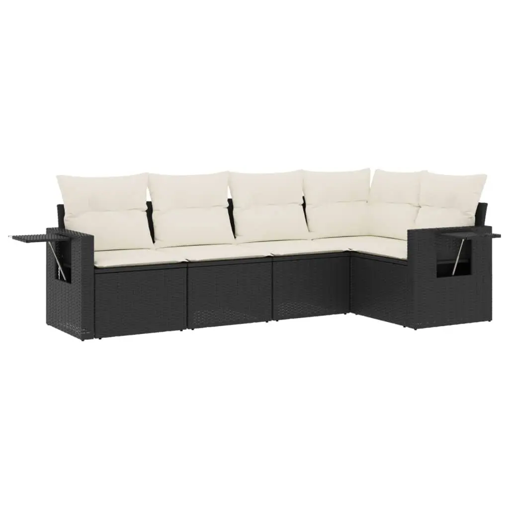 Garden Sofa Set 5 Piece PE Rattan Modular Outdoor Furniture Black Patio Lounge