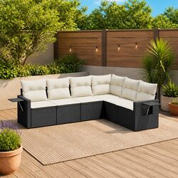 Sturdy Black Poly Rattan Garden Sofa Set for Outdoors