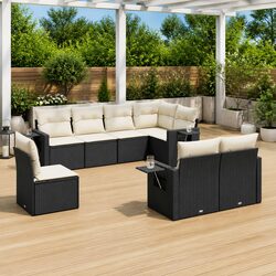 Premium 8 Piece Outdoor Black Poly Rattan Sofa Set
