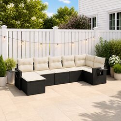 Durable 7 Piece Black Outdoor Garden Sofa Set