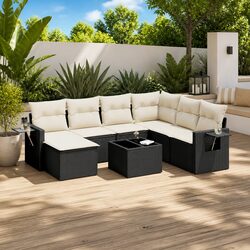 Black Modular Garden Sofa Set 8 Piece Outdoor Furniture