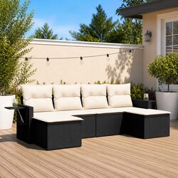 Durable Black PE Rattan 6-Piece Garden Sofa Set