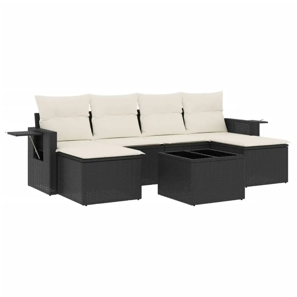 7 Piece Modular Outdoor Sofa Set in Black