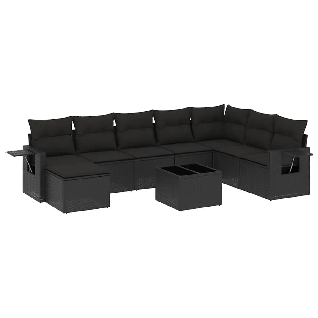 9 Piece Outdoor Modular Sofa Set in Black