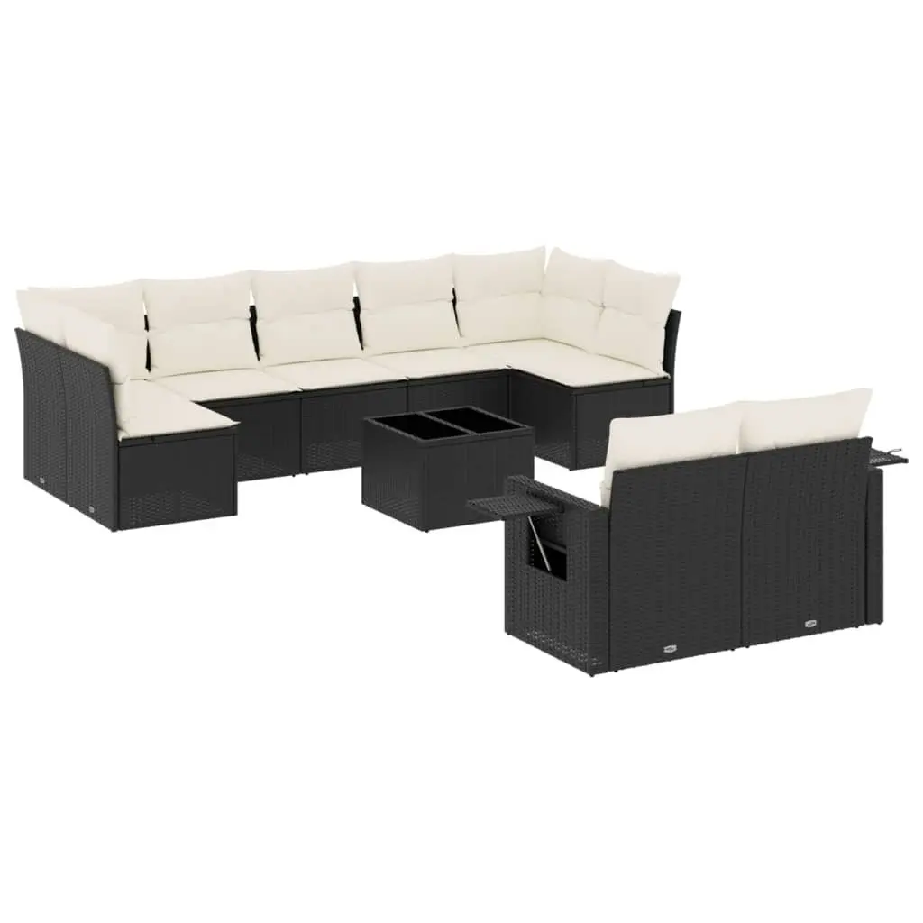 Garden Sofa Set PE Rattan 10 Piece Outdoor Furniture Patio Lounge Black