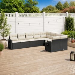 Modular 9 Piece Black Poly Rattan Garden Sofa Set