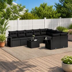Premium 10 Piece Modular Outdoor Garden Sofa Set in Black