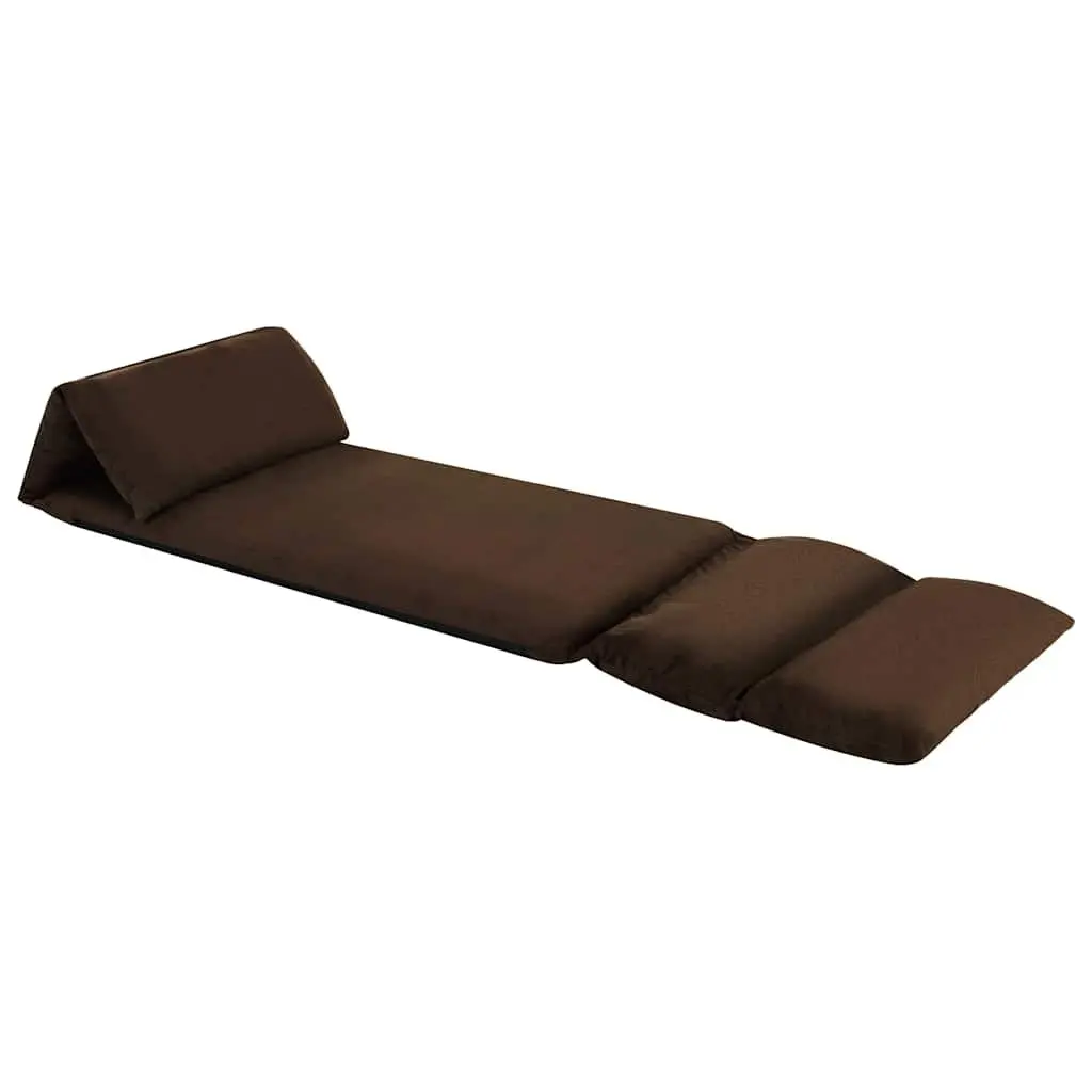 Folding Floor Chair Microfibre Adjustable Brown