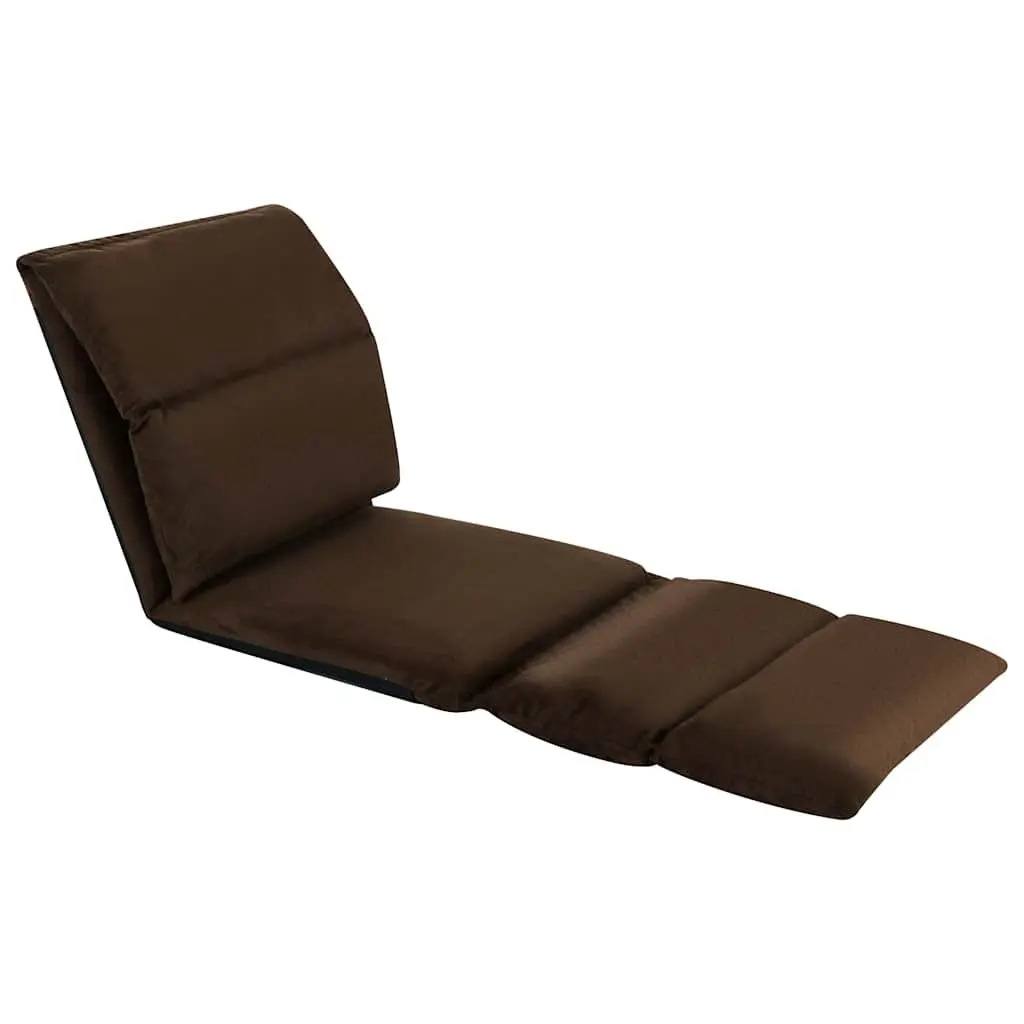 Folding Floor Chair Microfibre Adjustable Brown