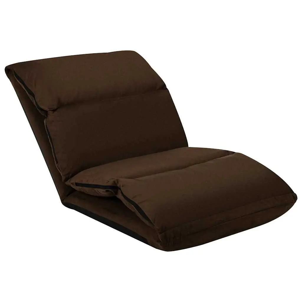 Folding Floor Chair Microfibre Adjustable Brown