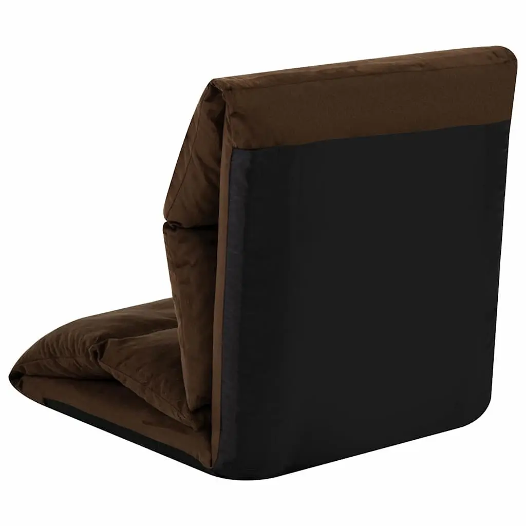 Folding Floor Chair Microfibre Adjustable Brown