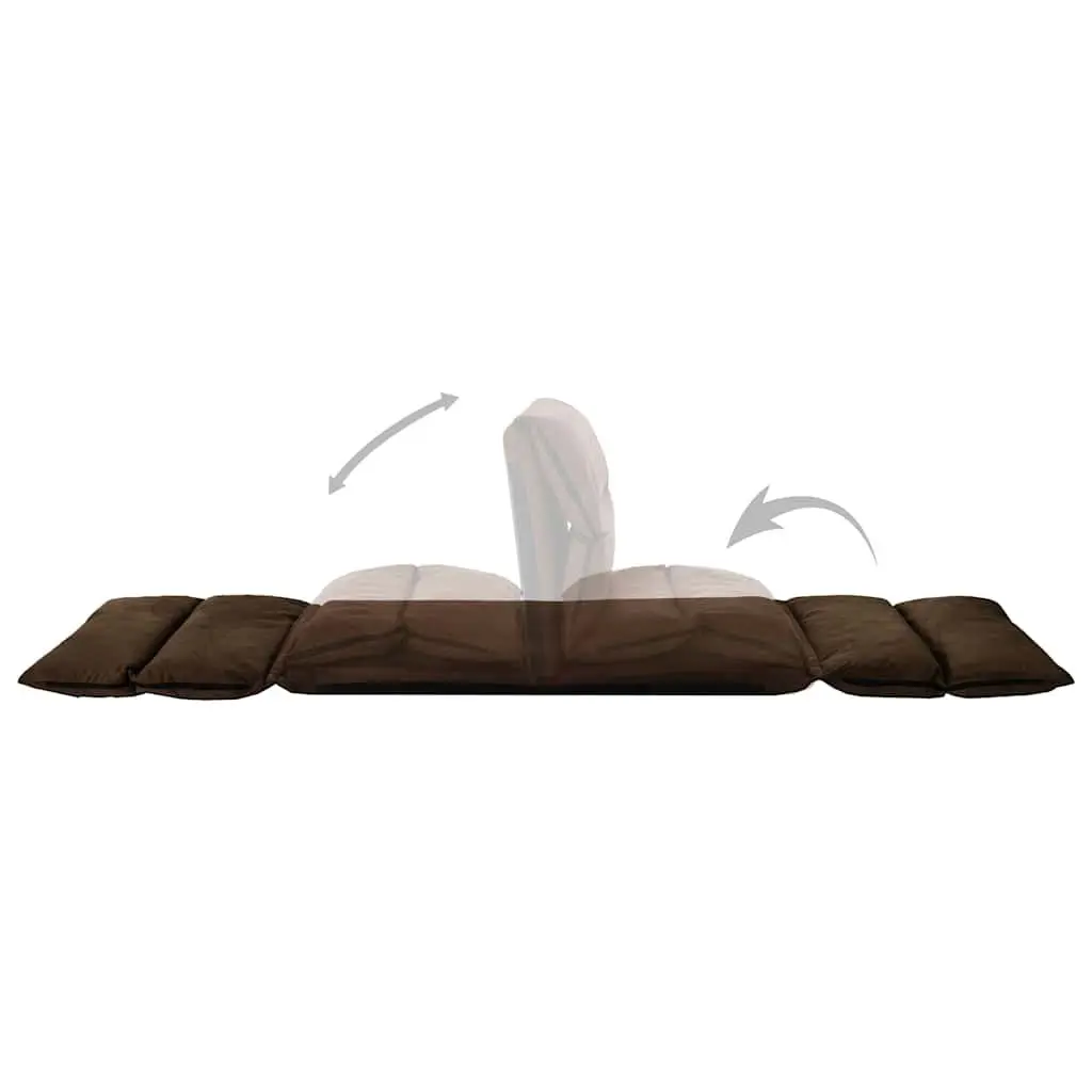 Folding Floor Chair Microfibre Adjustable Brown