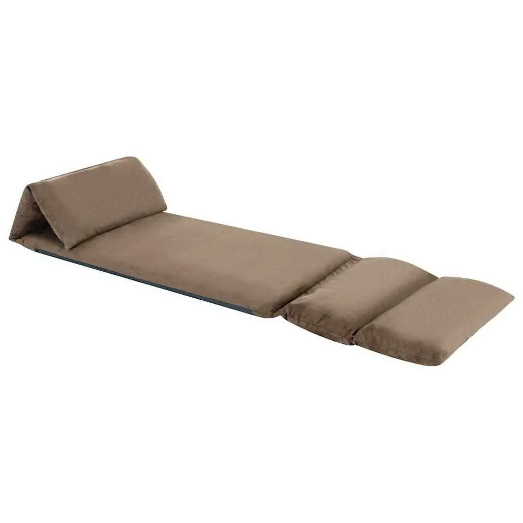 Taupe Folding Floor Chair with Adjustable Recliner