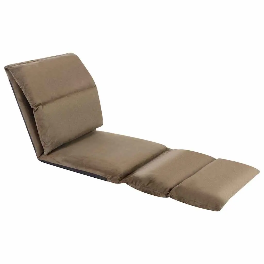 Taupe Folding Floor Chair with Adjustable Recliner