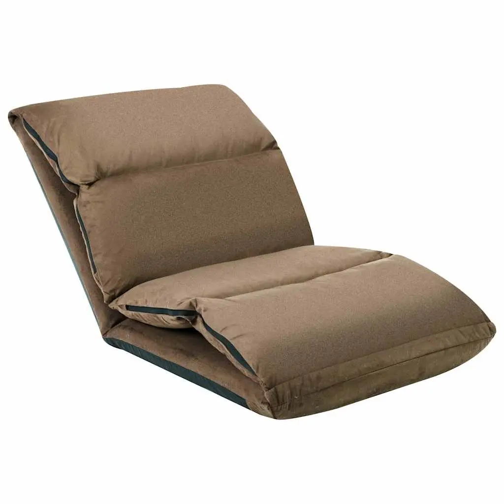 Taupe Folding Floor Chair with Adjustable Recliner