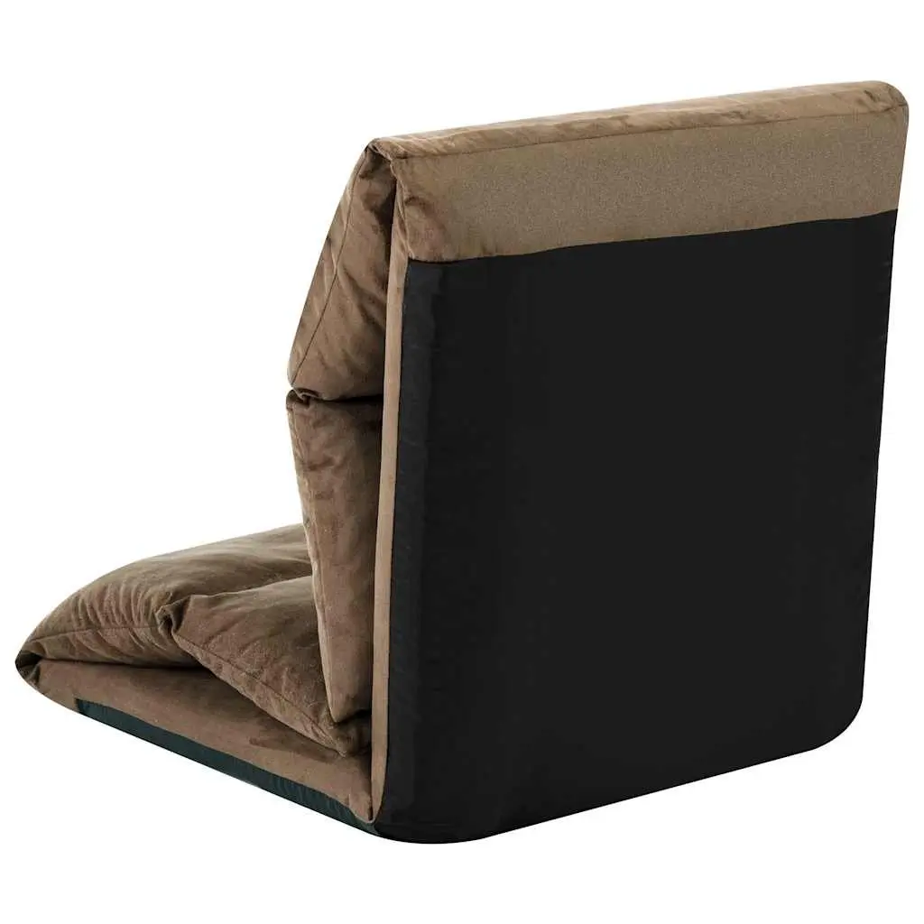 Taupe Folding Floor Chair with Adjustable Recliner