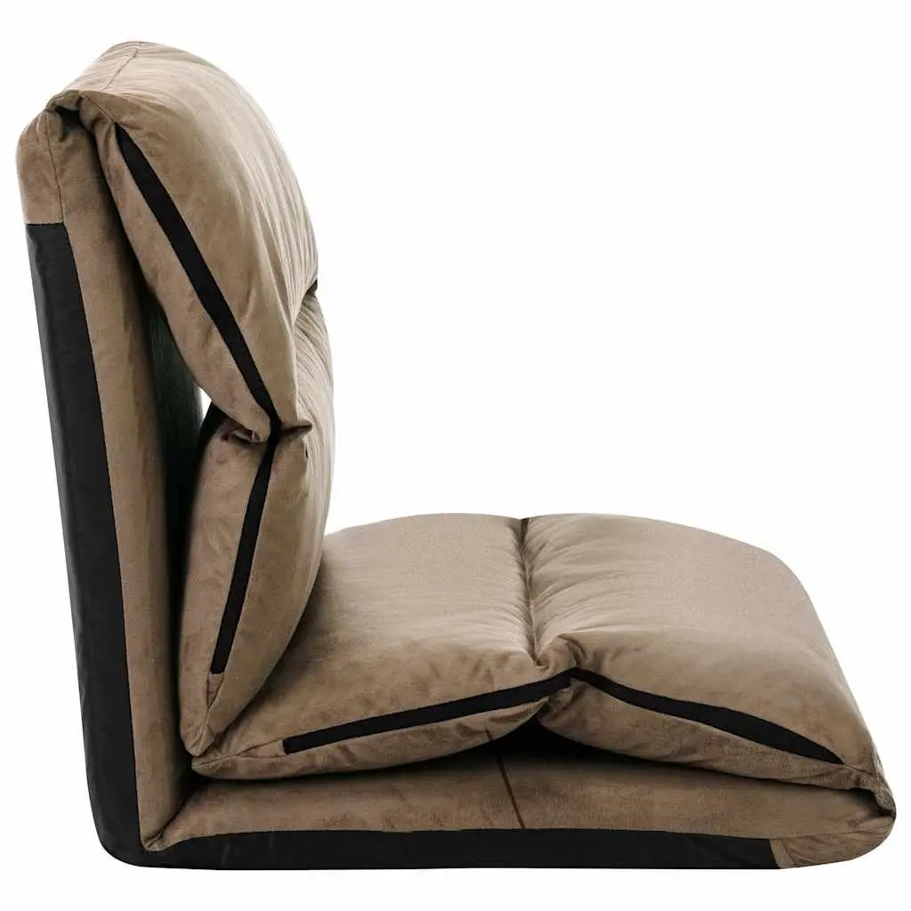 Taupe Folding Floor Chair with Adjustable Recliner