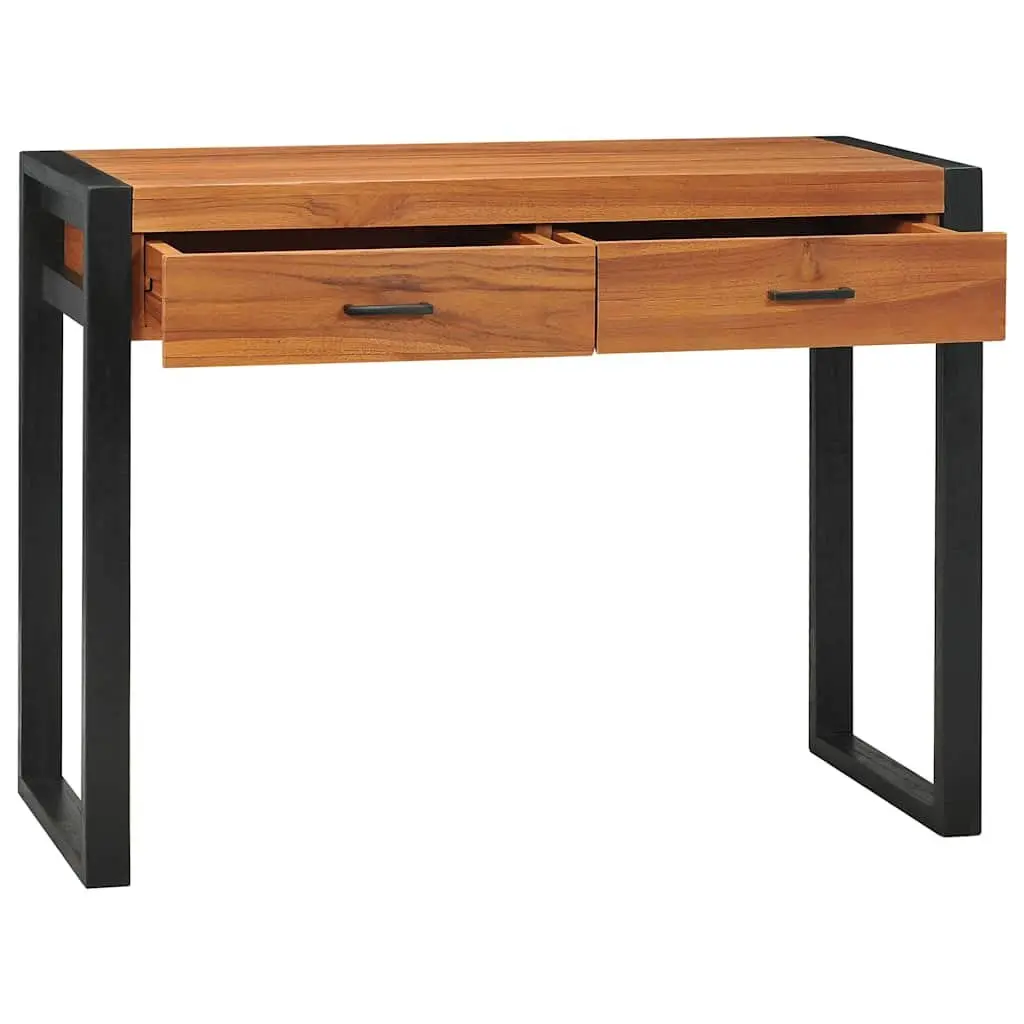 Desk with 2 Drawers 100x40x75 cm Brown Wooden Office Table Storage Furniture