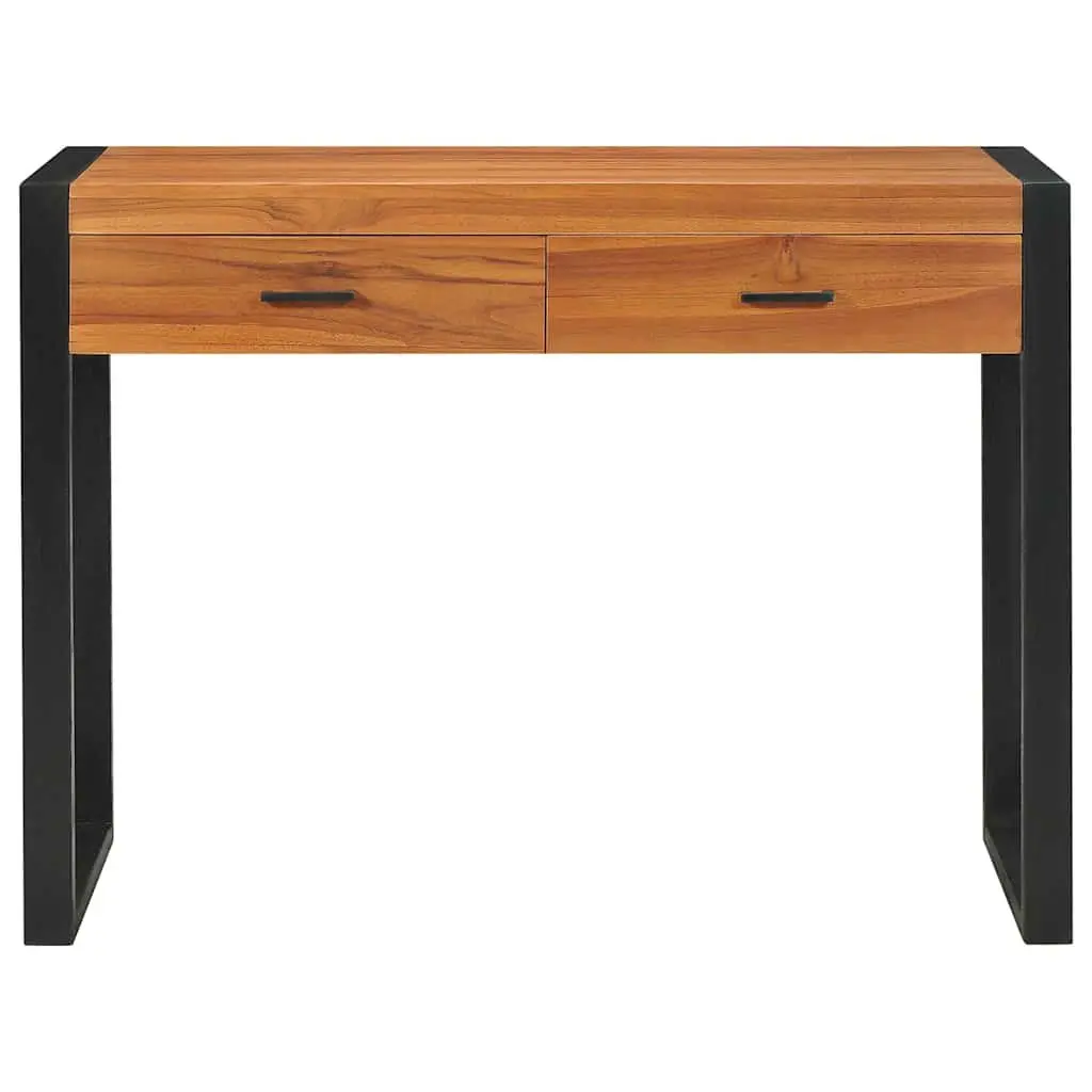 Desk with 2 Drawers 100x40x75 cm Brown Wooden Office Table Storage Furniture