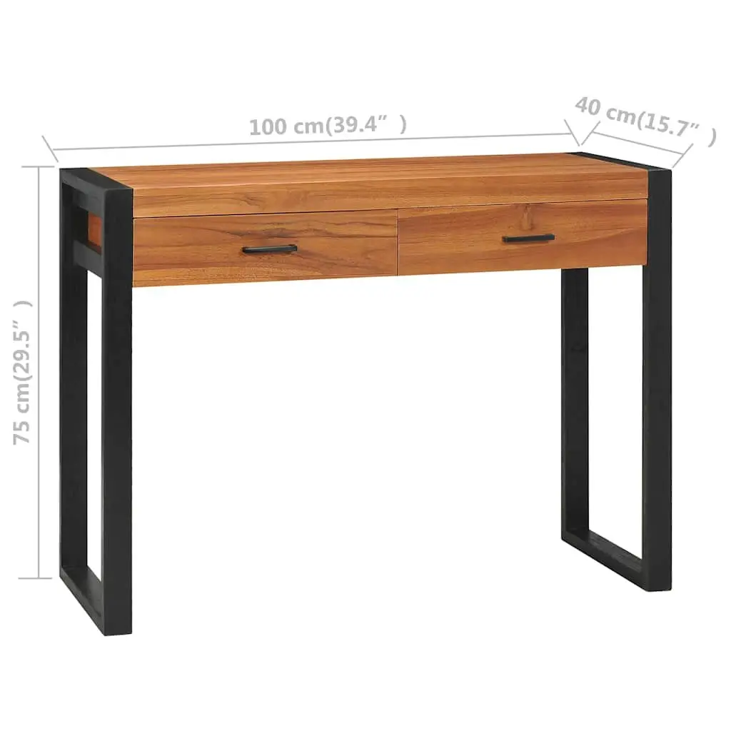 Desk with 2 Drawers 100x40x75 cm Brown Wooden Office Table Storage Furniture