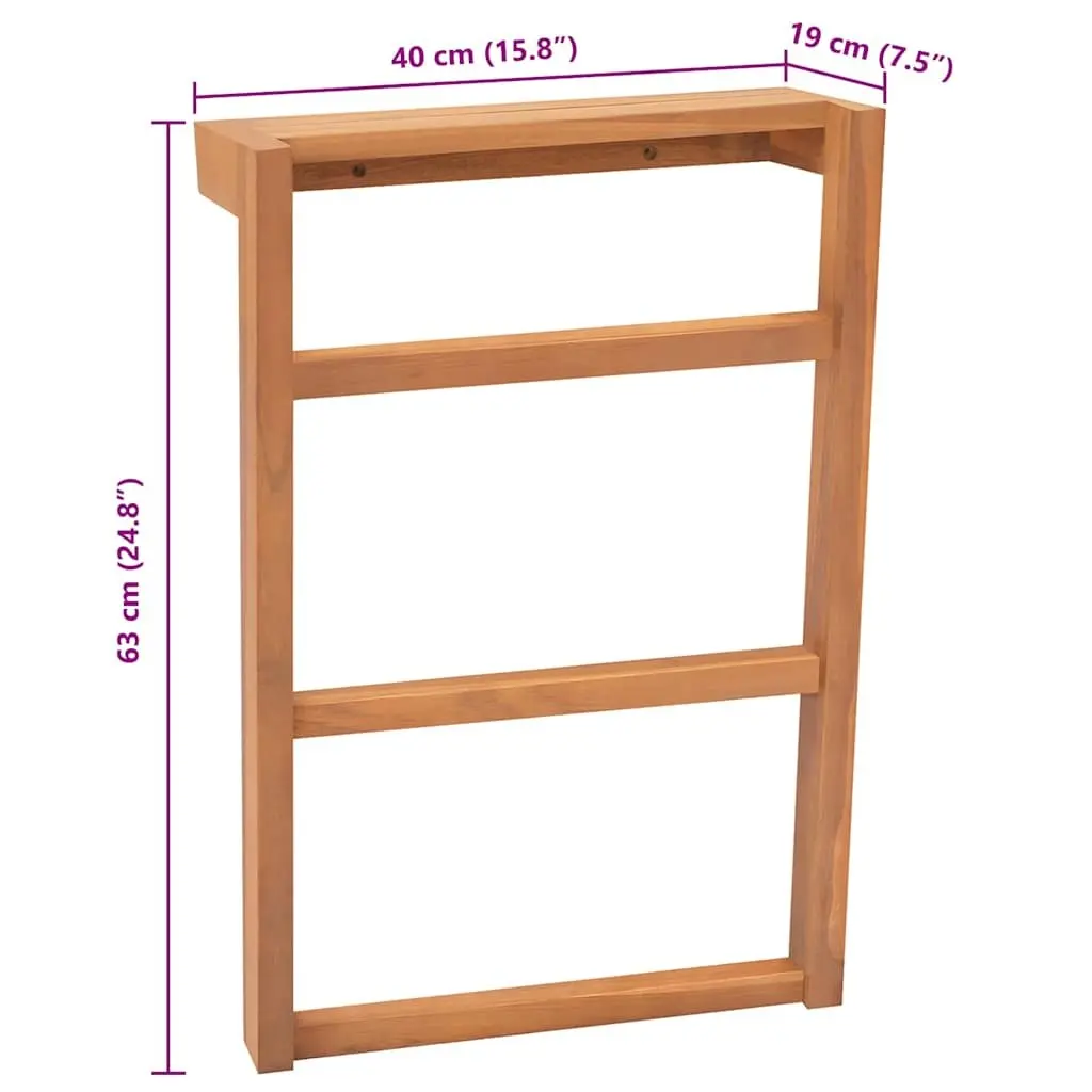 Towel Rack Solid Teak Wood Bathroom Holder Storage Rustic Design 2 Pack Set