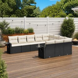 Modular 10 Piece Garden Sofa Set in Black Poly Rattan
