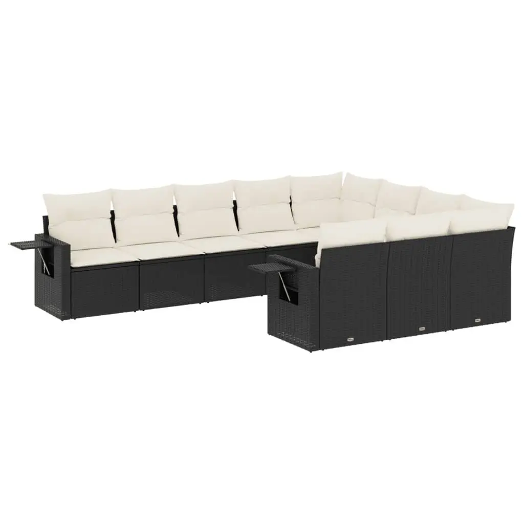 Garden Sofa Set PE Rattan 10 Piece Modular Storage Black