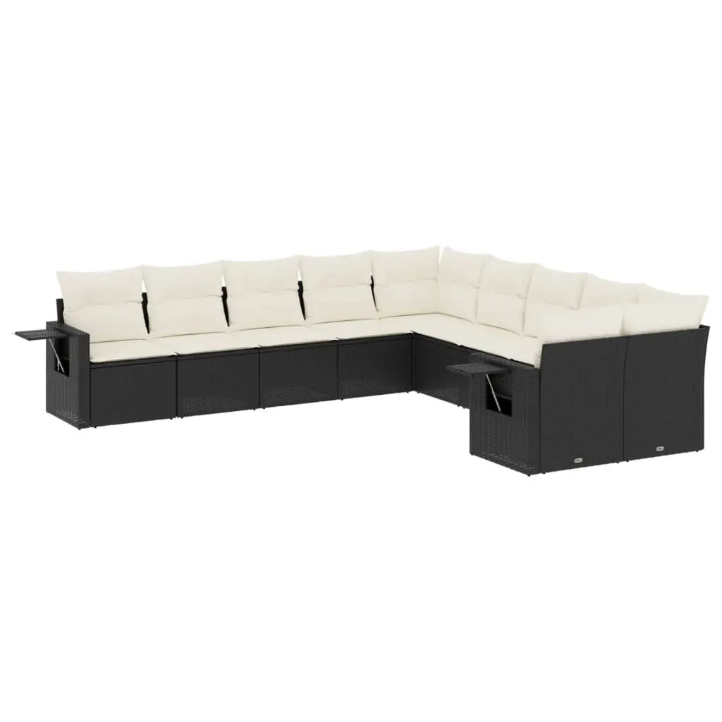 10-Piece Modular Garden Sofa Set in Black