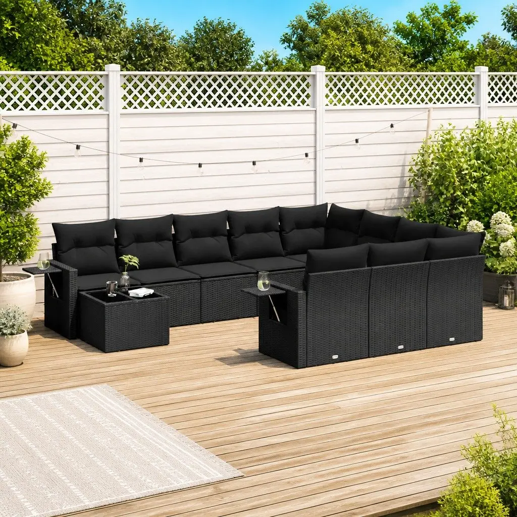 Garden Sofa Set PE Rattan 11 Piece Outdoor Furniture Black
