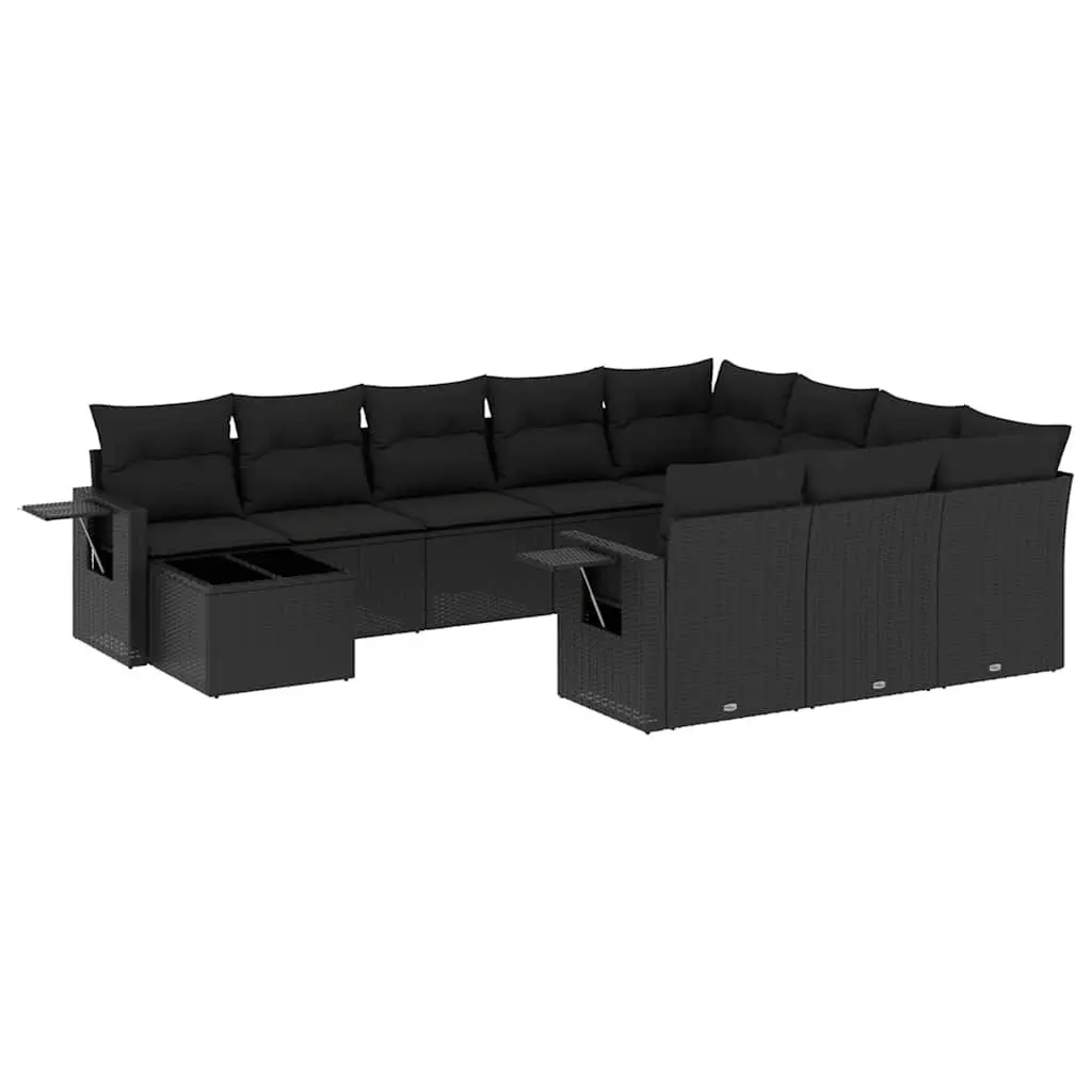 Garden Sofa Set PE Rattan 11 Piece Outdoor Furniture Black