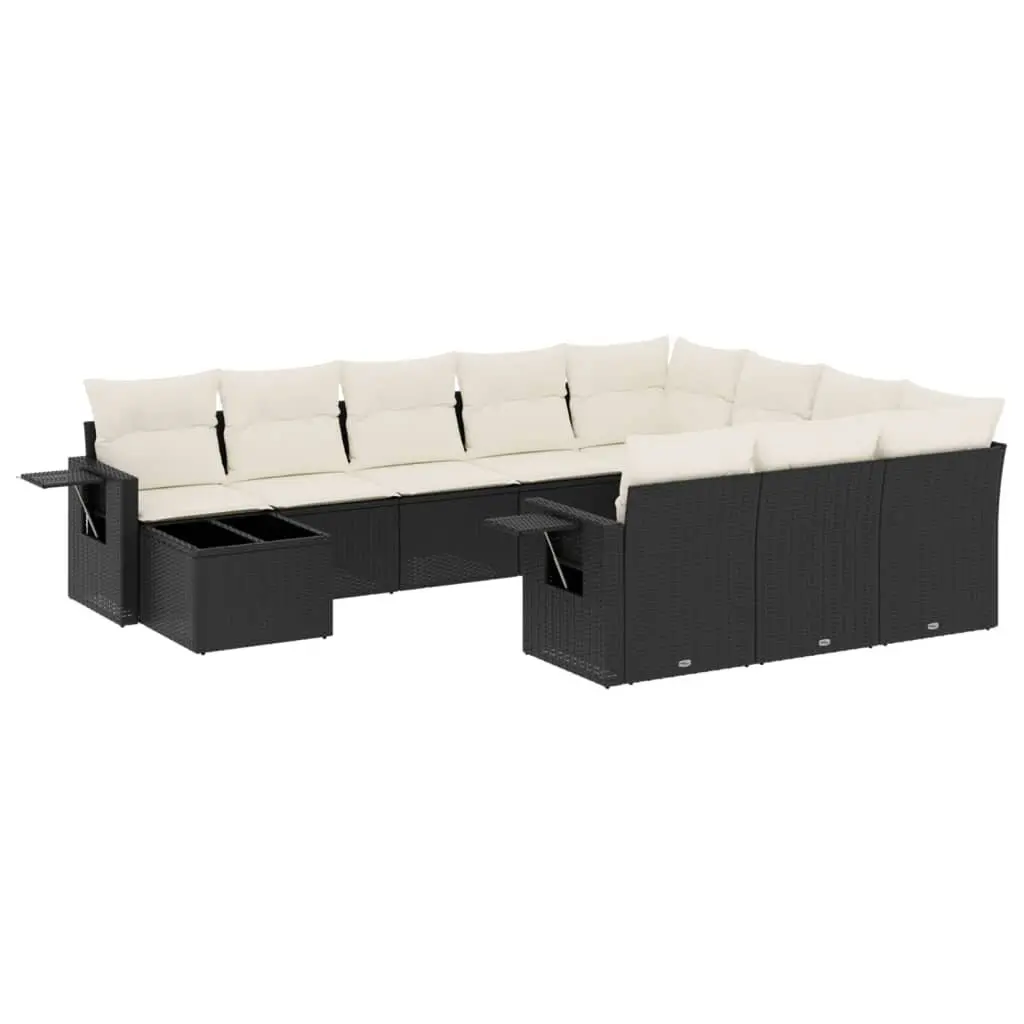 Garden Sofa Set PE Rattan 11 Piece Modular Outdoor Furniture Black